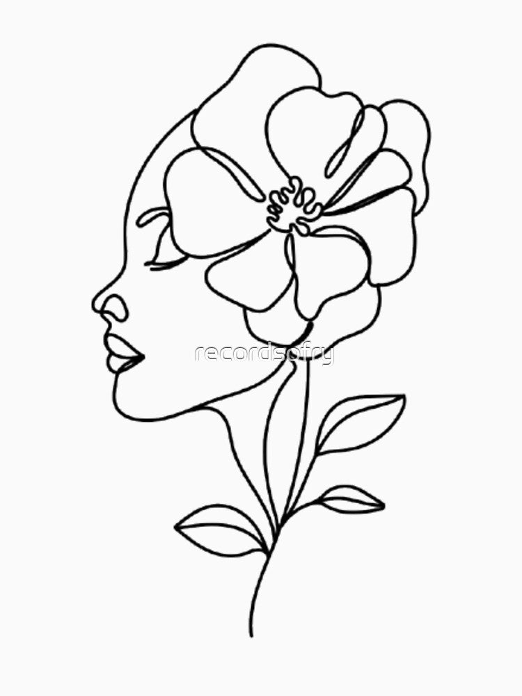 Plant Head Women | Line-Art Face | Minimalist Line Art | Single Line Art by PeachyPetichor
