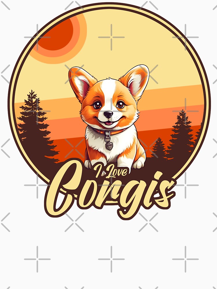 I Love Corgis - Vintage Sunset Design - Corgi Lover by brindled