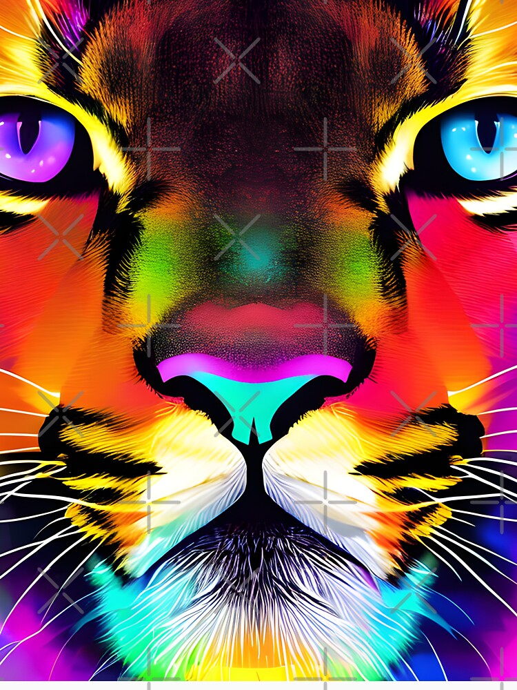 Trippy Mountain Lion Portrait Wildlife Day Design by ElLocoMus