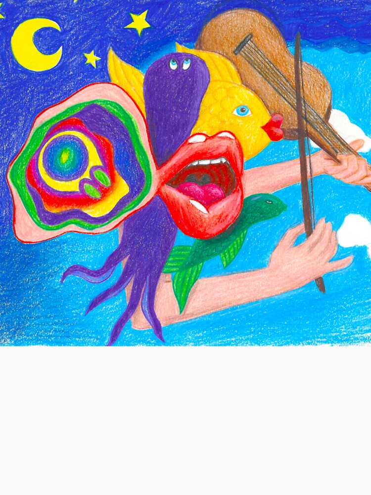 Surreal Pencil Sketch Blue Ocean Violin Dream by BOKEbyTC