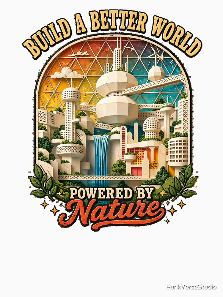 Solarpunk Rainbow Future City – Build a Better World Powered by Nature by PunkVerseStudio