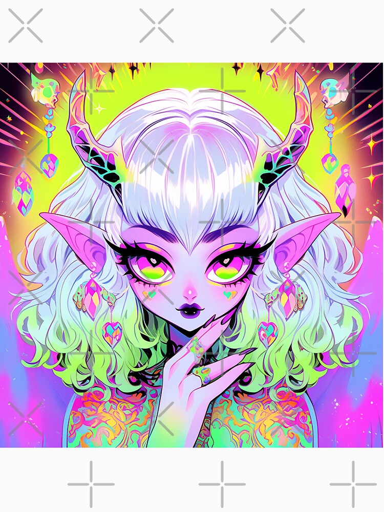 Bright Neon Alien Anime Girl by bubblegoth