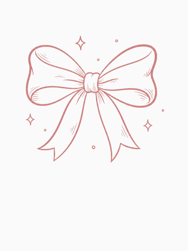 Cute Pink Bow Aesthetic Minimal Line Art Ribbon Design by LunaVales