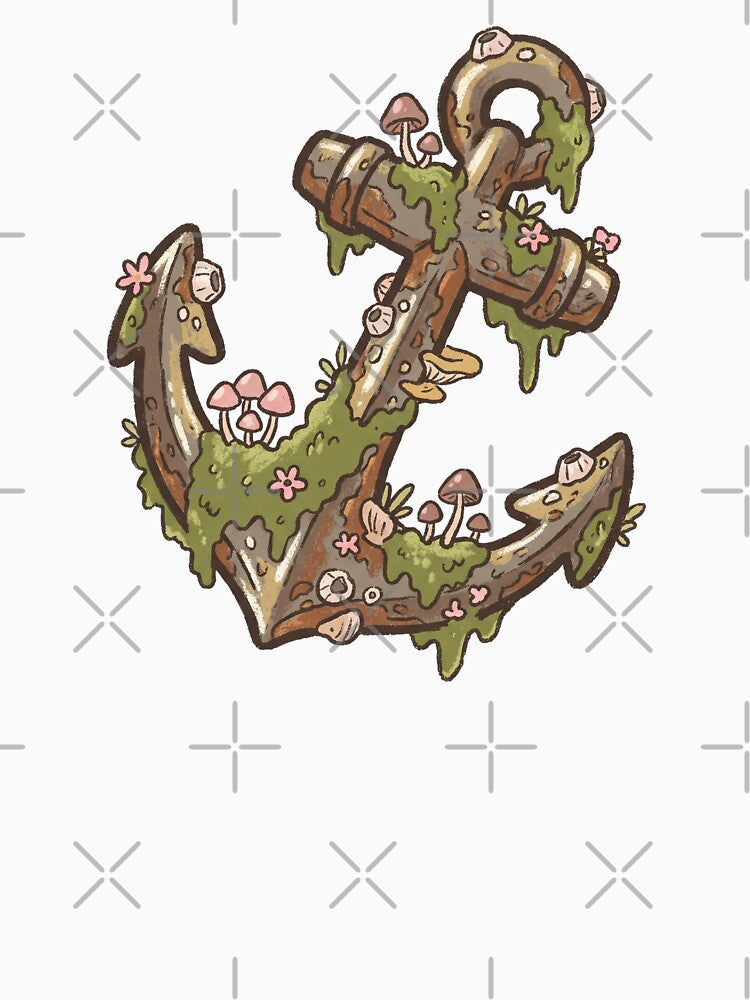 Mossy Anchor Overgrown with Mushrooms and Barnacles, Rusty Nautical Goblincore by Magnificent Lizard