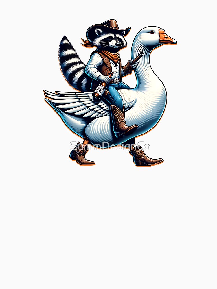 Yeehaw Chaos – Cowboy Raccoon Riding a Goose by SummDesignCo