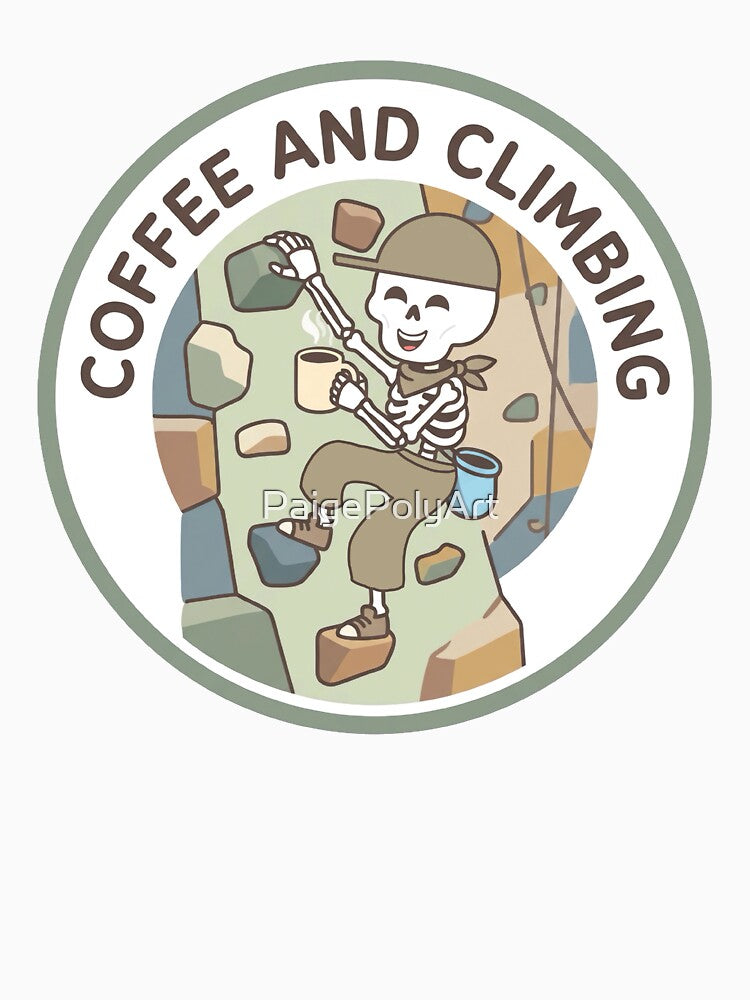 Coffee and Climbing Bouldering Skeleton by PaigePolyArt