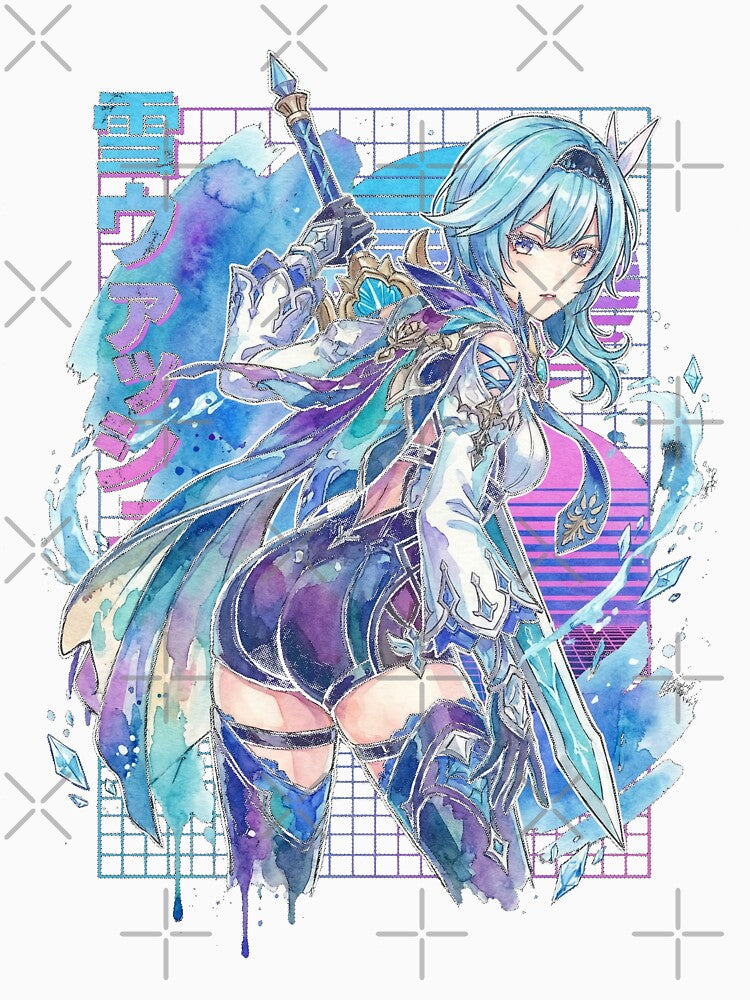Eula Vaporwave Genshin Impact Synthwave Thigh Boots Icon by Senpaiwaves