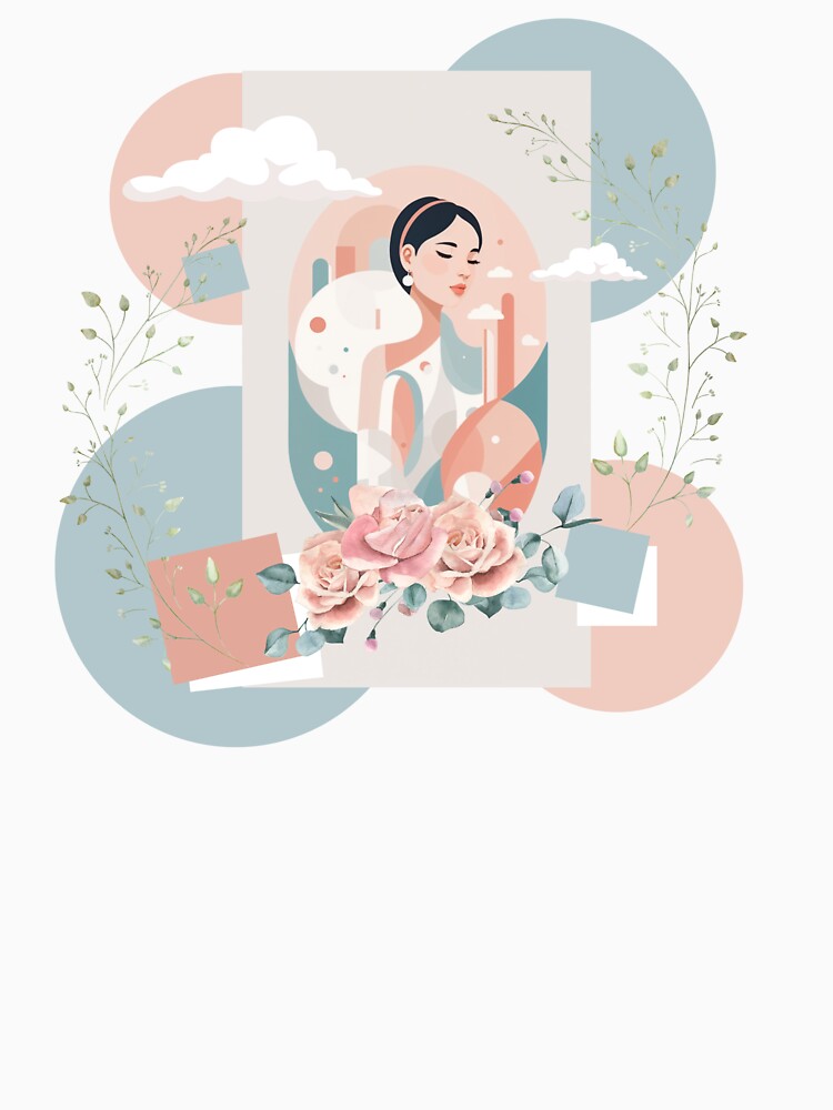 Beautiful woman ,abstract shapes pastel tones by Piano-pn