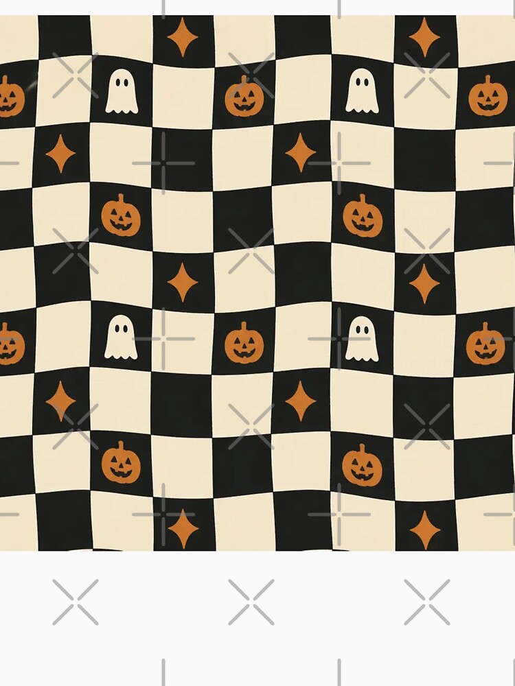 Retro Checkered Halloween Pumpkin Ghost Checkerboard by StickyGuys