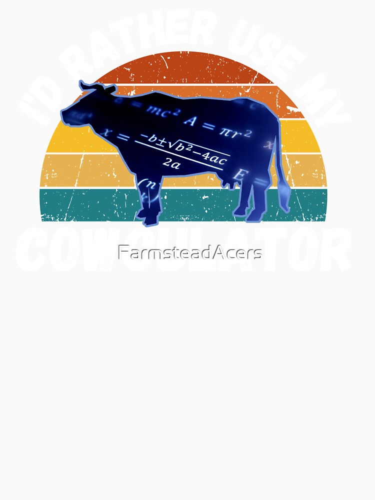 Blue Cow with Vintage sunset "Cow-Culator" jokes Funny colorful cow puns Calculator by FarmsteadAcers