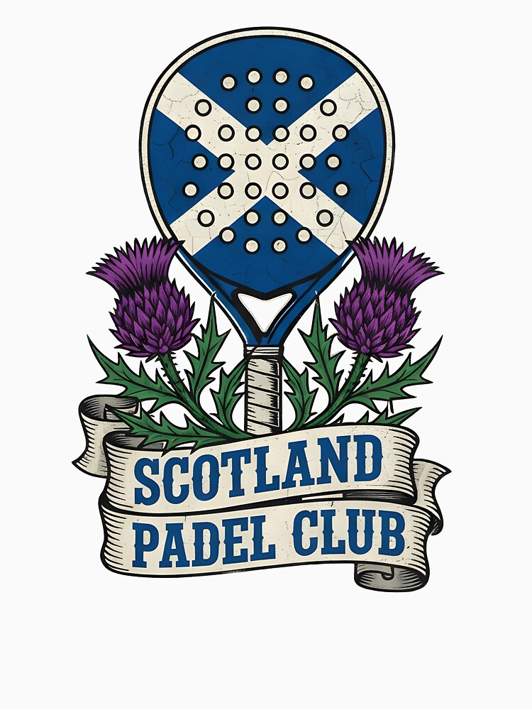 Scotland Padel Club – Saltire Racket Thistle Crest Art Print by Loom on the Loch