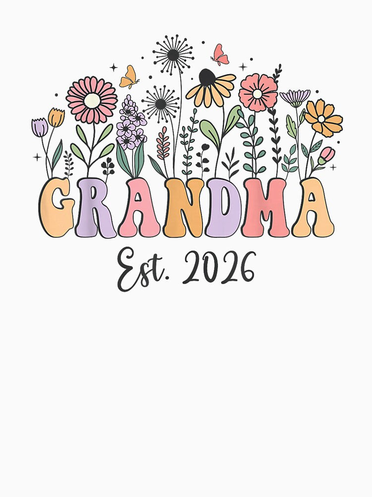 Promoted to Grandma Est 2026 Floral New Grandma to be 2026 by Boutkimaewab