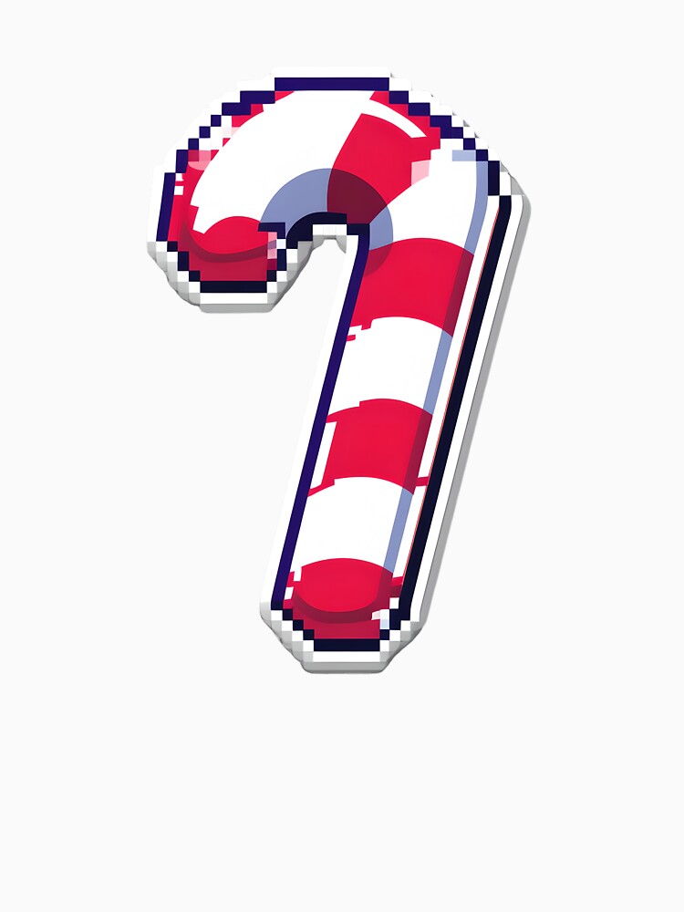 Cute Pixel Candy Cane Icon with Red and White Stripes by BankMano