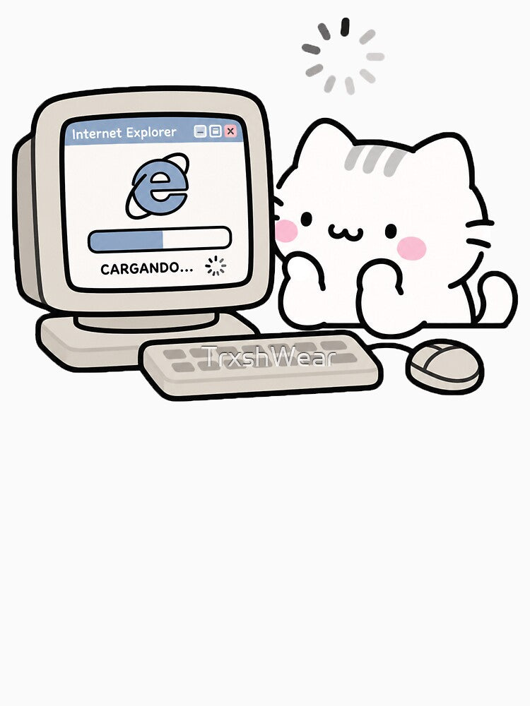 Cute Cat Waiting for Internet Explorer to Load Y2K Internet Nostalgia by TrxshWear