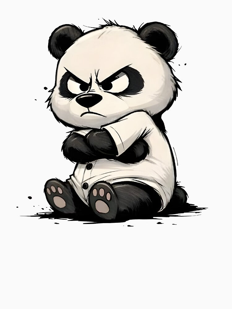 Angry Cute Panda – Moody Cartoon Bear Illustration by Senkov