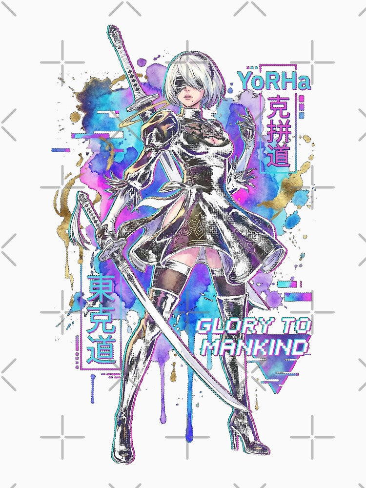 2B NieR Automata Vaporwave Synthwave Blindfold Aesthetic Icon by Senpaiwaves