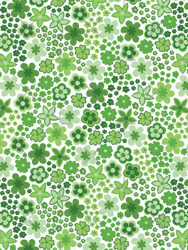 Green 60s retro flower power, retro green, pastel green, 60s groovy pattern, hippie flowers by blomastudios