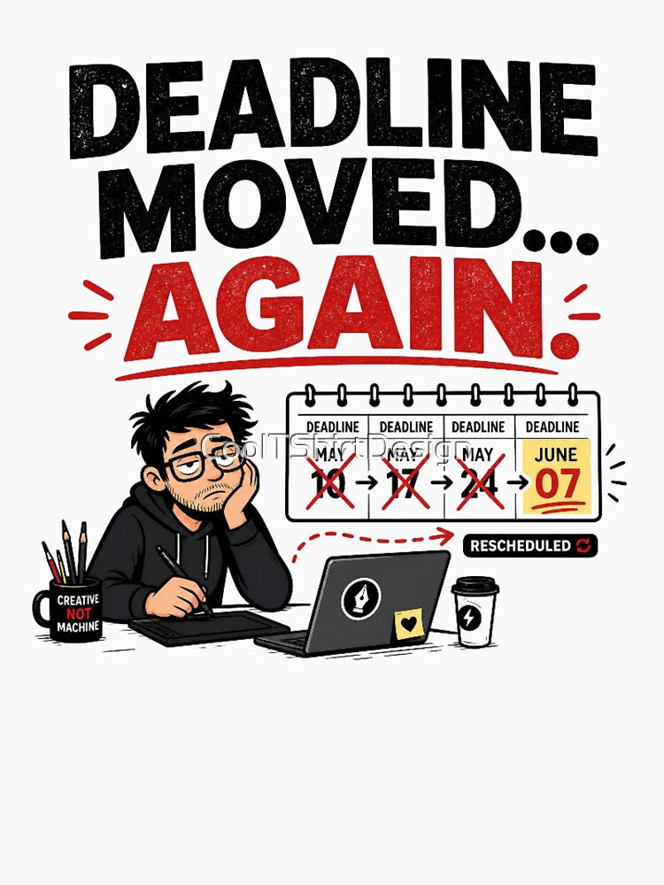 Deadline Moved Again Funny Design by CoolTShirtDesign