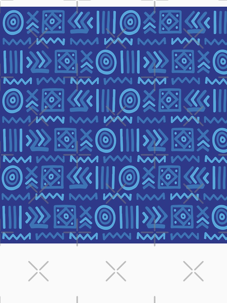 Authentic Blue Bogolan Pattern - Tribal Art from Mali by Wolagno