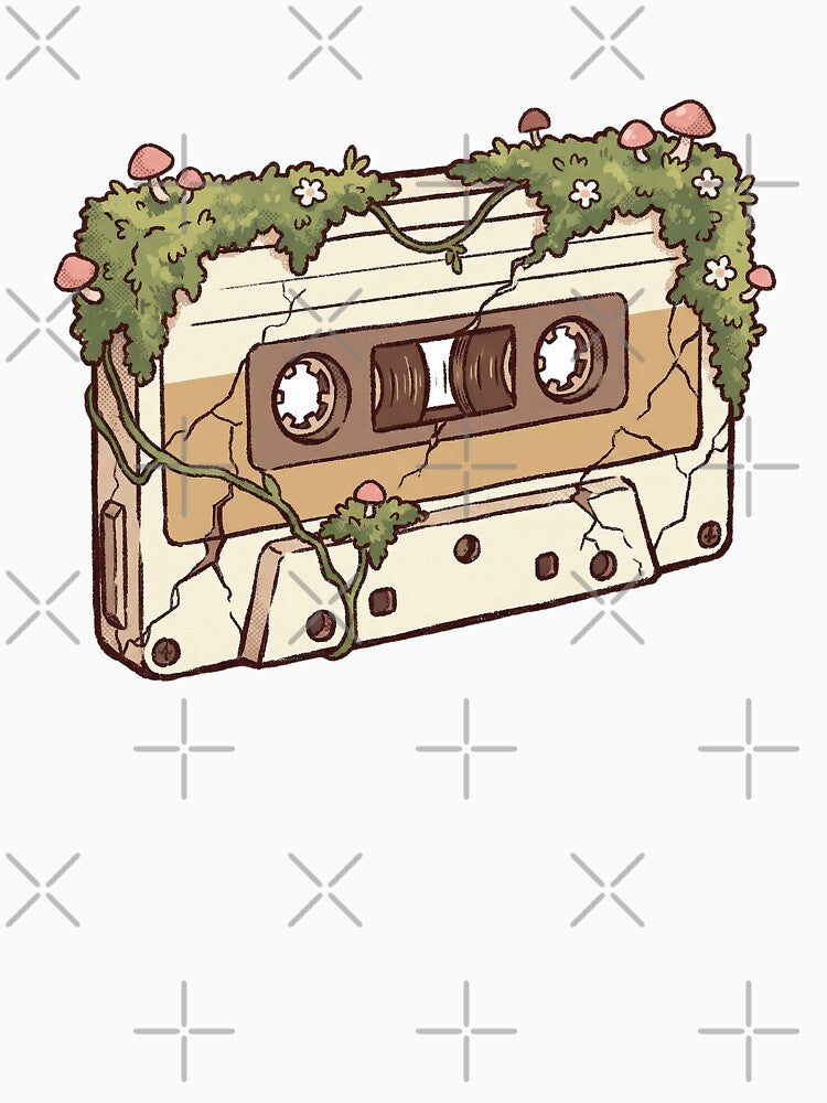 Mossy Cassette Vintage Tape Overgrown with Mushrooms and Vines by Magnificent Lizard