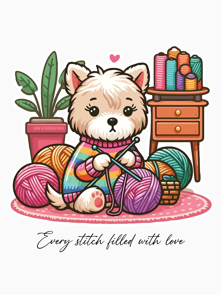 Cute Terrier Dog Knitting Colorful Sweater by PetsClan