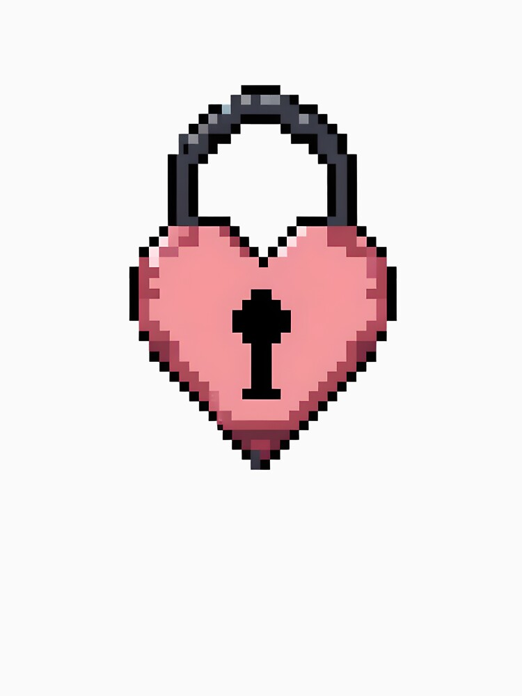 2D Pixel Locked Heart Icon Valentine Day Flat Sprite Love Symbol by BankMano