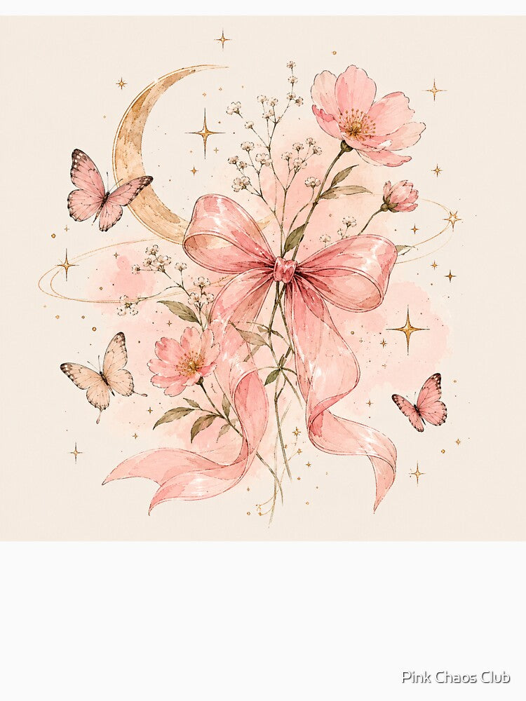 Coquette Bow Aesthetic | Soft Pink Floral Design by     Pink Chaos Club