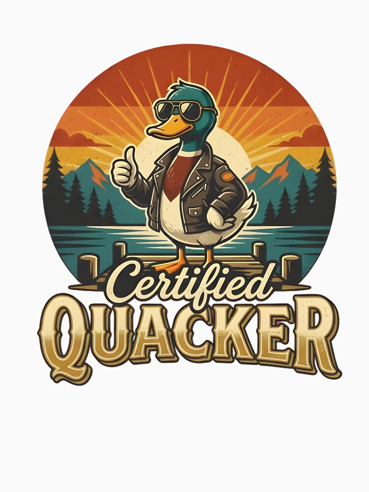 Certified Quacker Retro Duck Humor Bird Lover Design by VGAfanatic
