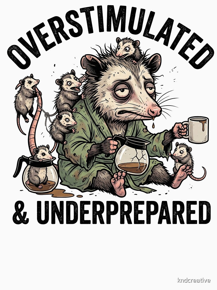 Overstimulated & Underprepared Funny Opossum Mom by kndcreative
