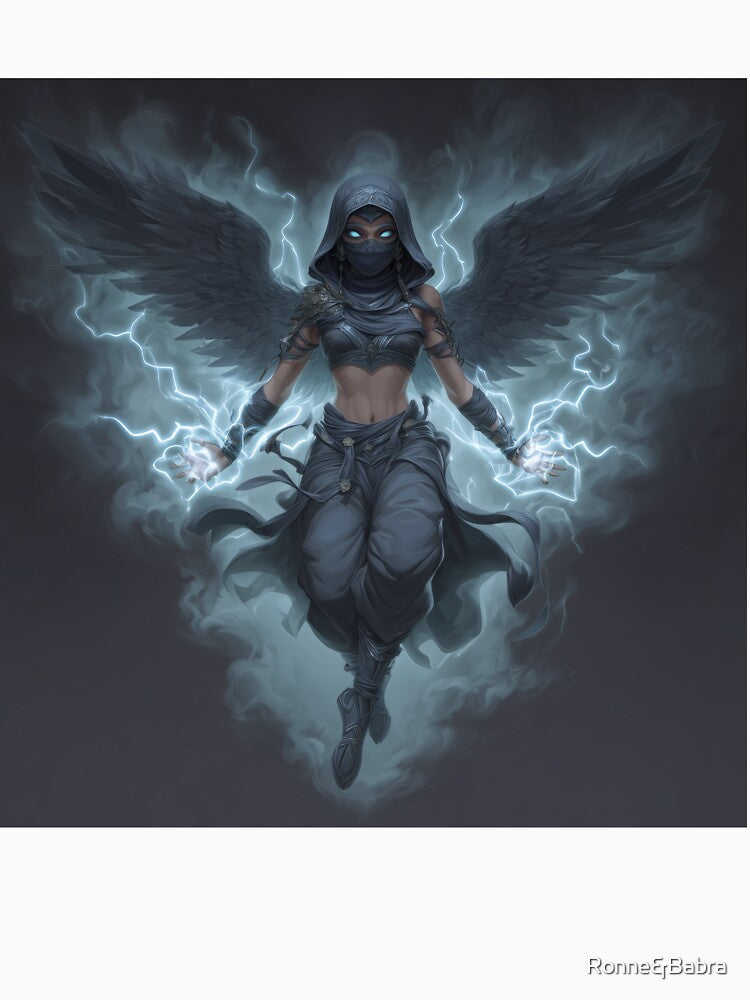 Dark Winged Sorceress-Lightning Fantasy Art by Ronne&Babra