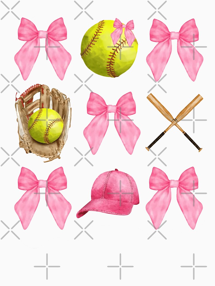 Softball Coquette Bow Pink Bow Minimalist Softball Mom Soft Girl Era Shower by XuanhieuBp