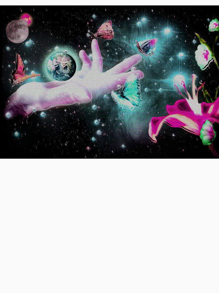 Otherworld Glitch Florals in Space-Blue by BioDigital-Jazz