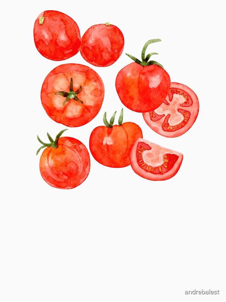 Ripe Tomatoes in Watercolor by andrebalest.art