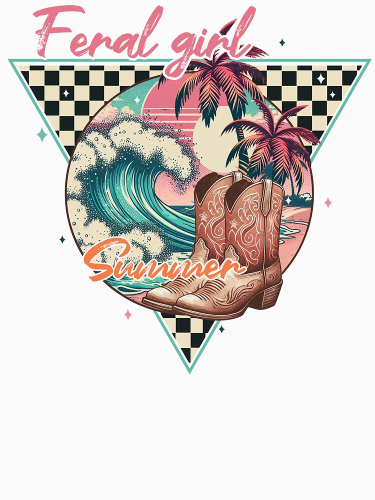 Feral Girl Summer – Western Beach Boots Retro Graphic by Cowgirl Sister 12