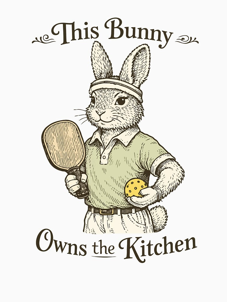 This Bunny Owns the Kitchen – Funny Vintage Pickleball Art by FamaPod
