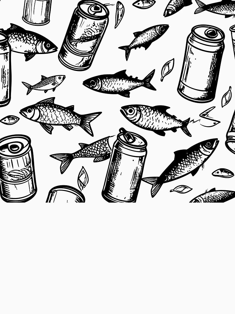 Fish Swimming Among Ocean Trash Cans by Artprintmaking