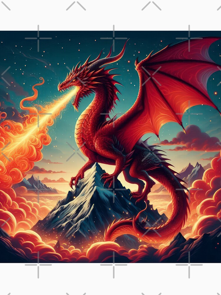 Red dragon breathing fire by Expressions-Sel