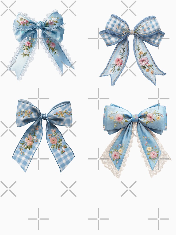 Mini Blue bows with pink flowers sticker pack by MendaciousMina