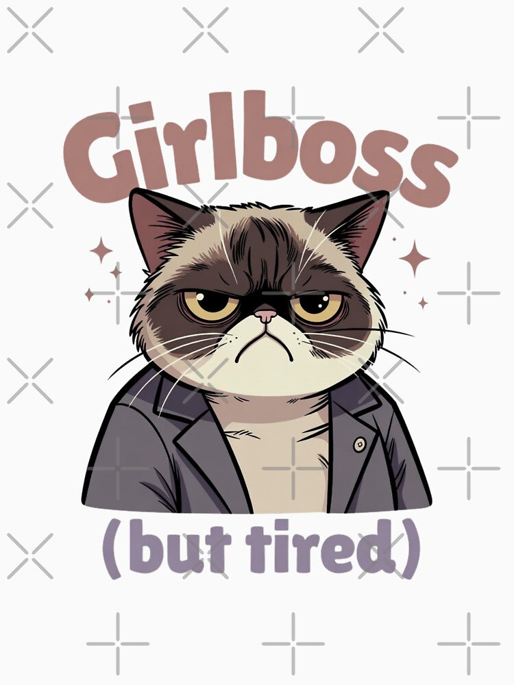 Girlboss But Tired Funny Cat Feminist International Womens Day by GrumpySableye