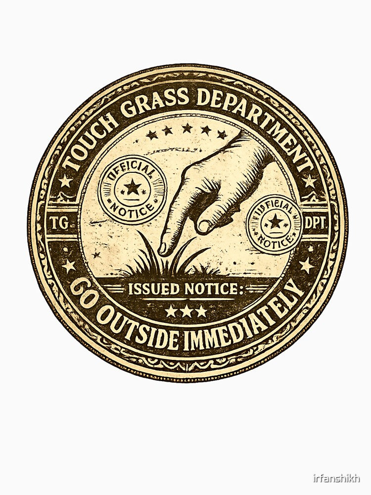 Touch Grass Department Official Notice Go Outside – Funny Vintage Seal | Internet Humor Gift by irfanshikh
