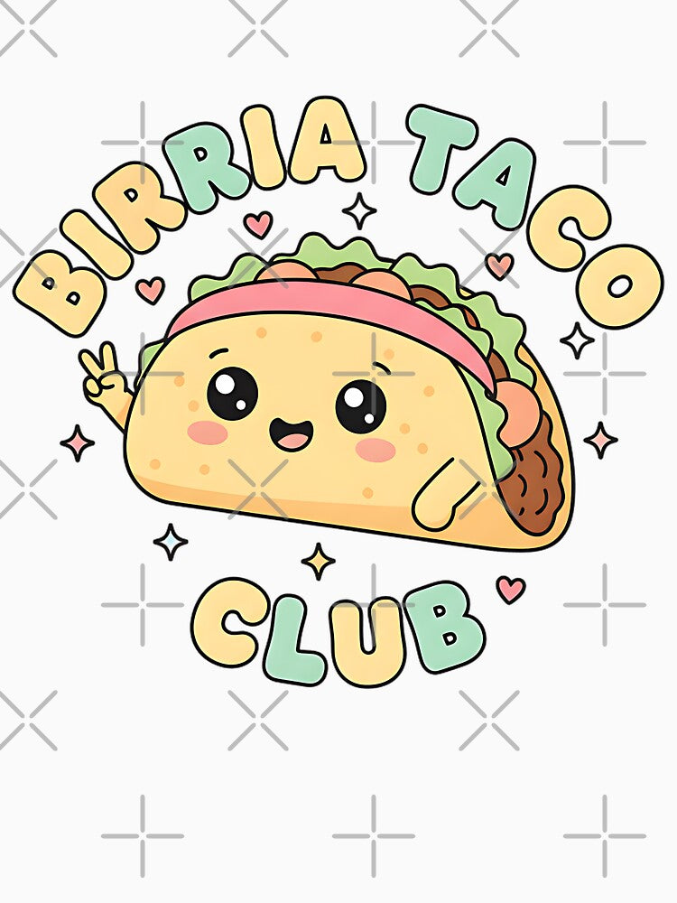 Birria Taco Club Funny Vintage Foodie Mexican Food Mascot Cute Kawaii Retro Design by ArtDesignTp