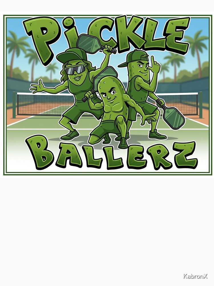Pickle Ballerz Funny Sports Mascot: Pickleball Team Graphic by KabronX