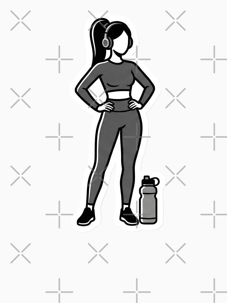 Athleisure Aesthetic Stick Figure Gym Girl Pilates Wellness Vibe Cute Workout Fashion by StickyGuys