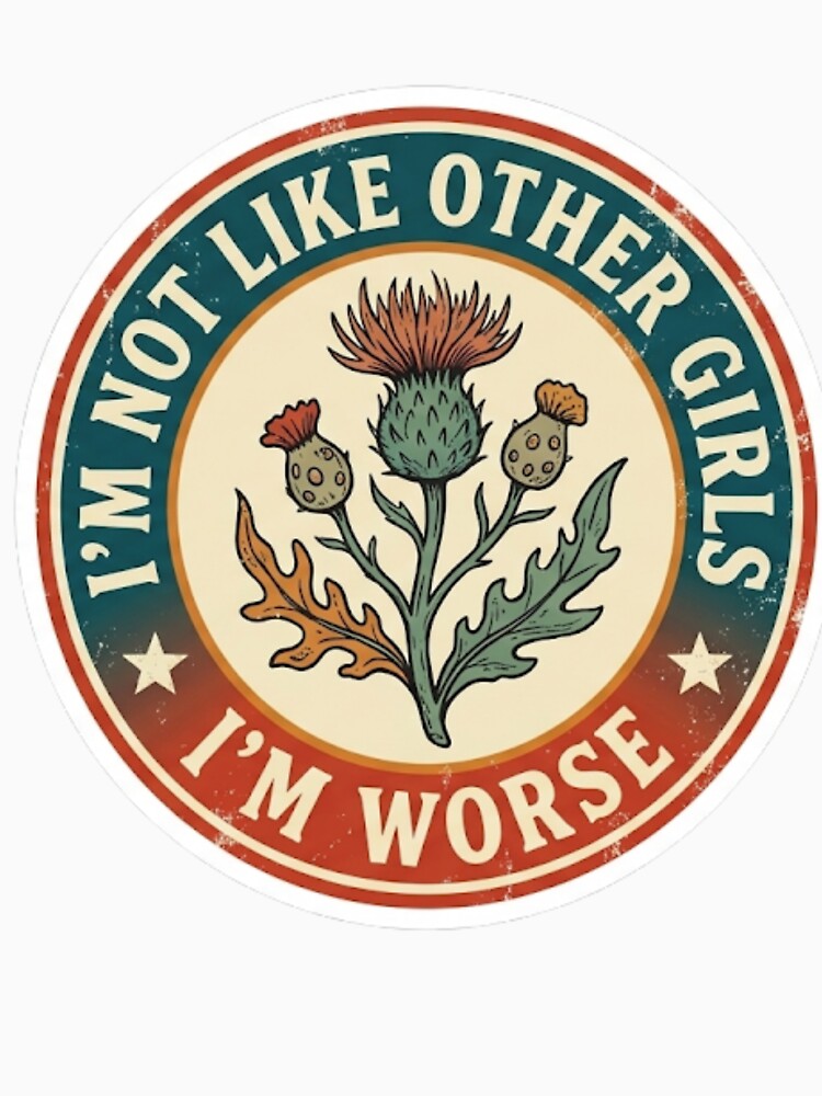 I’m Worse Retro Thistle Sticker by veloraastudio