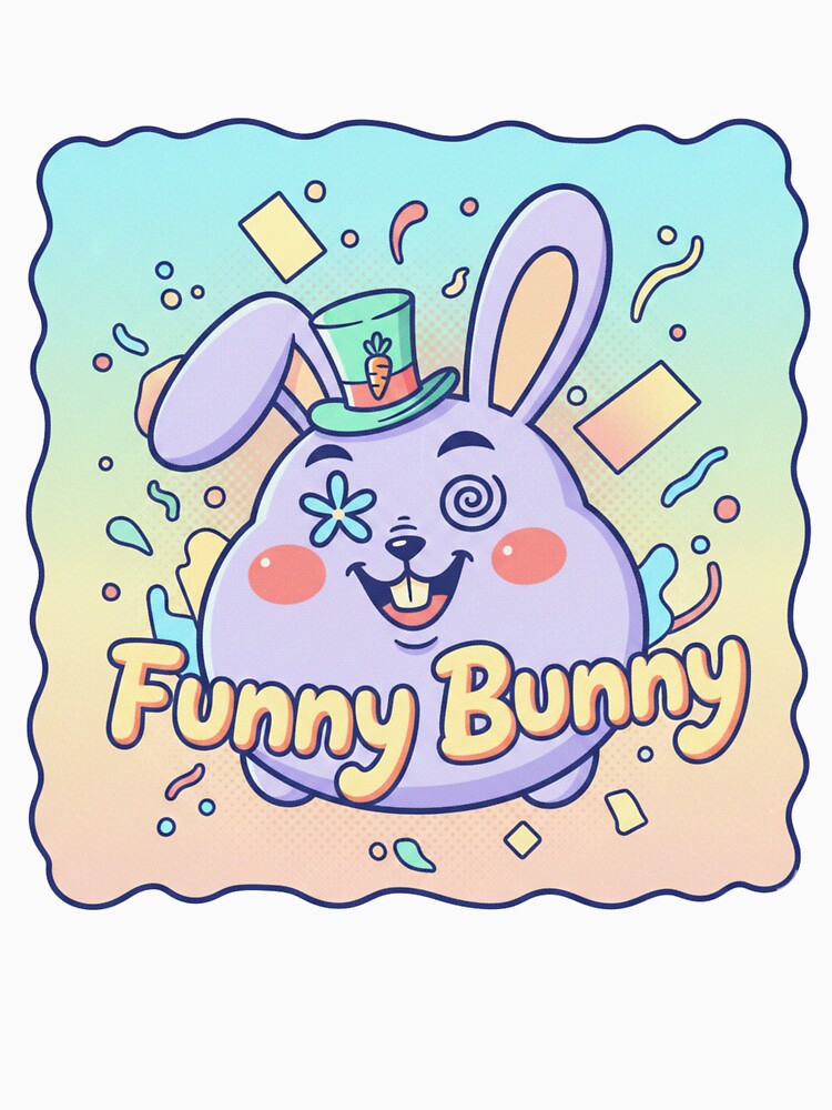 Funny Bunny Retro Kawaii | Wacky Purple Rabbit Graphic by Wear Sculpt
