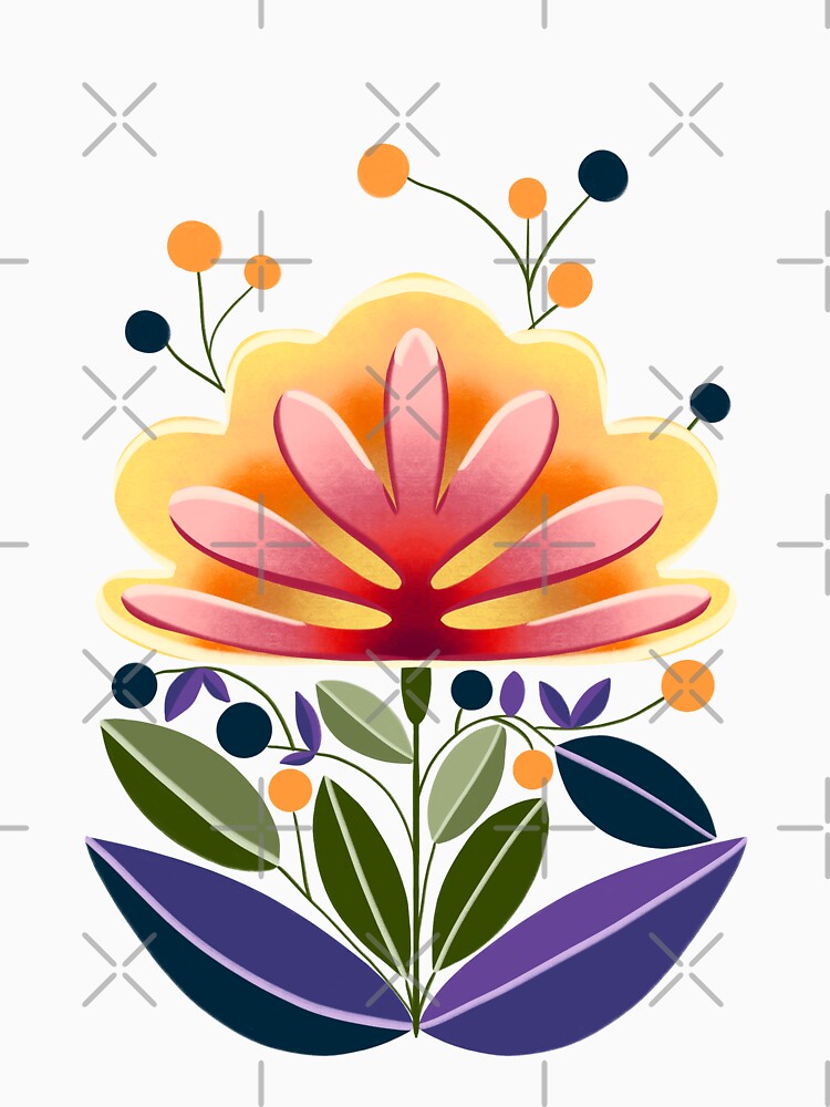 Vibrant Authentic Floral Illustration - Hand-drawn Colorful Flower Art by Pandositive