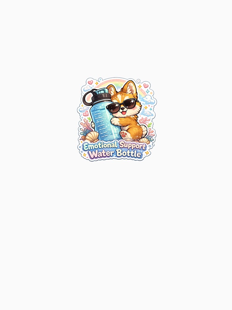 Chibi corgi in sunglasses hugging giant water bottle by SparkVault