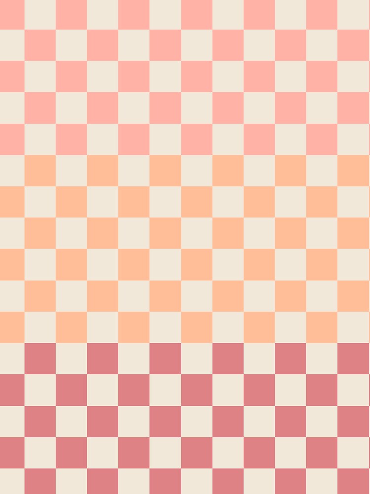 Checkered Peach Pink Pastel Blush Gradient Checked Pattern by kierkegaard