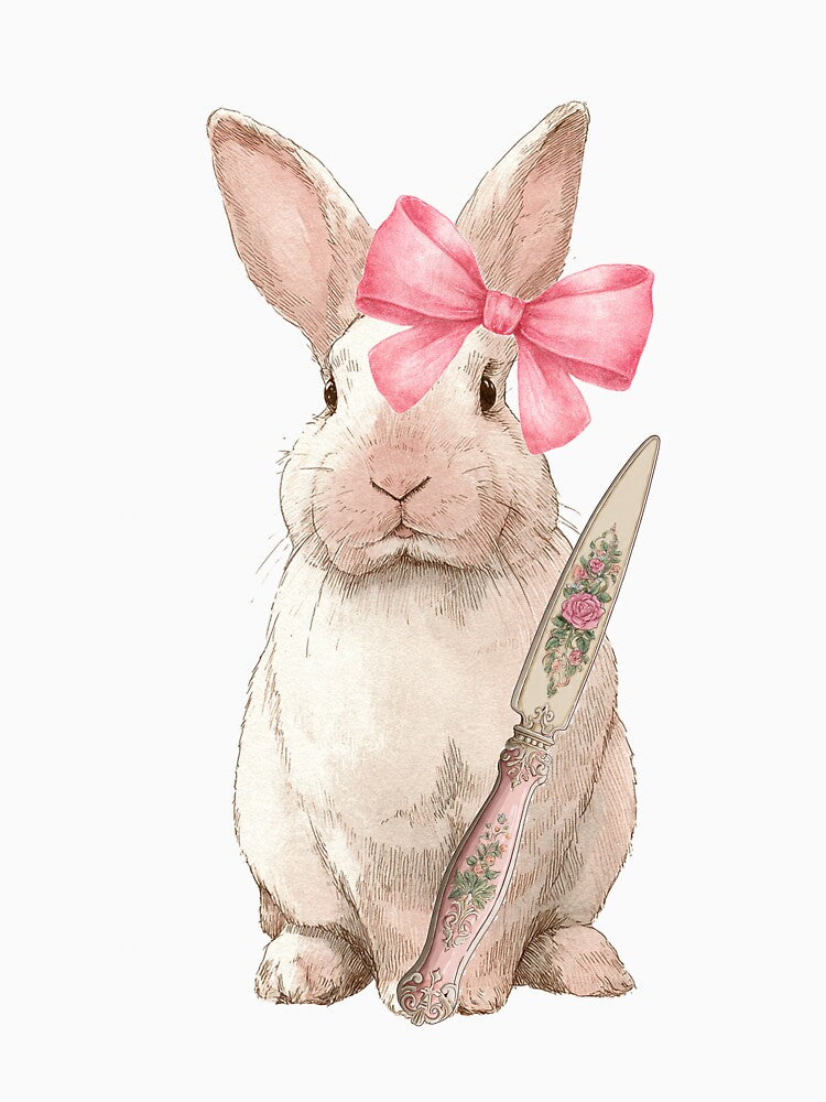 Victorian Coquette Bunny with Rococo Knife Sticker by mimesshop