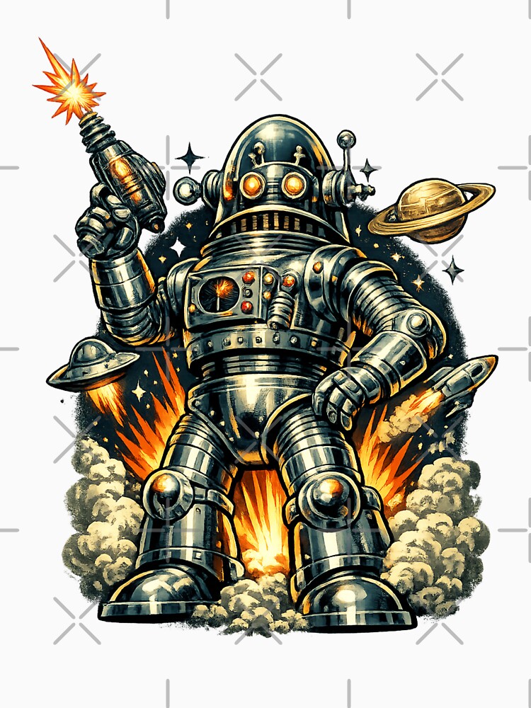 Atomic Patrol Bot – Retro 1950s Sci-Fi Robot Vintage Space Design by Kevin Shearer
